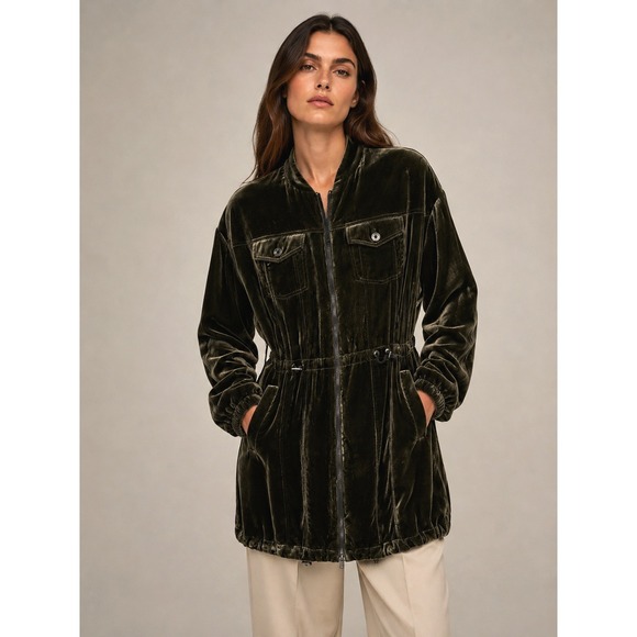 Brunello Cucinelli Jackets & Blazers - Brunello Cucinelli Coat Silk Blend Women's IT 38 Olive Green Quiet Luxury